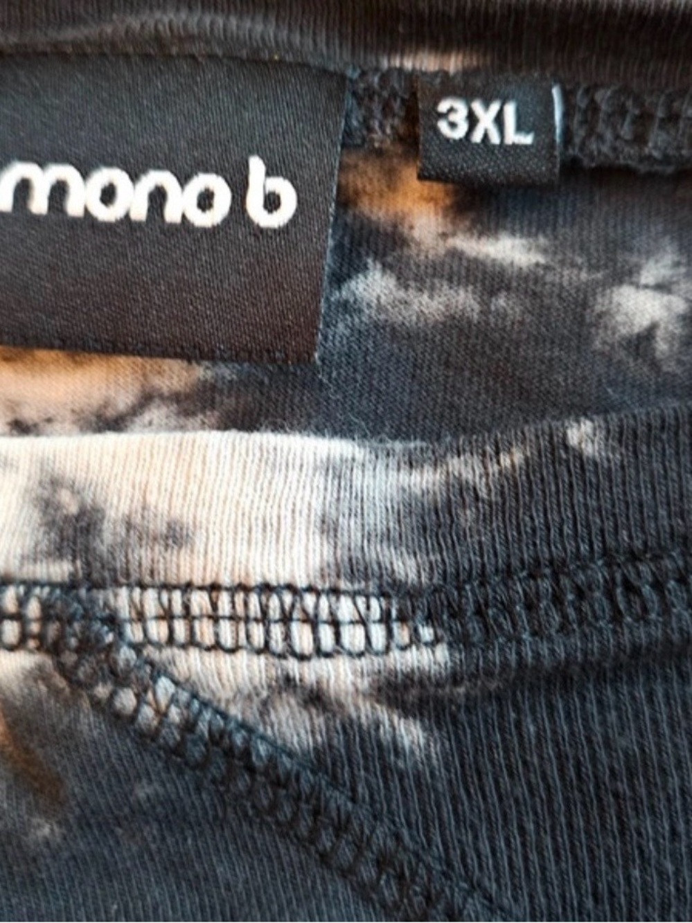 Mono B Black & White Tie-Dye Long Sleeve Sweatshirt - Size 3XL / XXXL - Picture 3 of 3